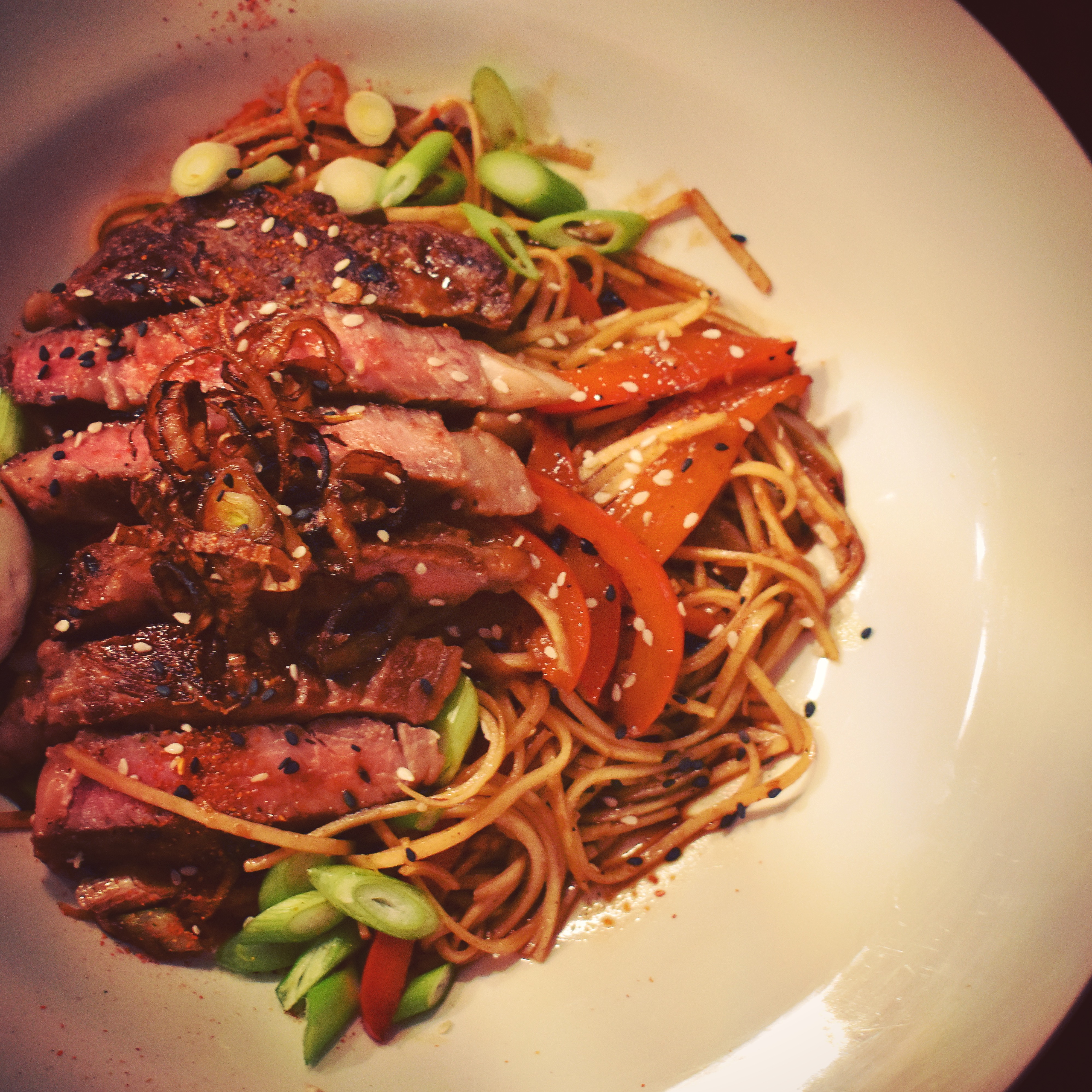 Miso Steak with Teriyaki Noodles