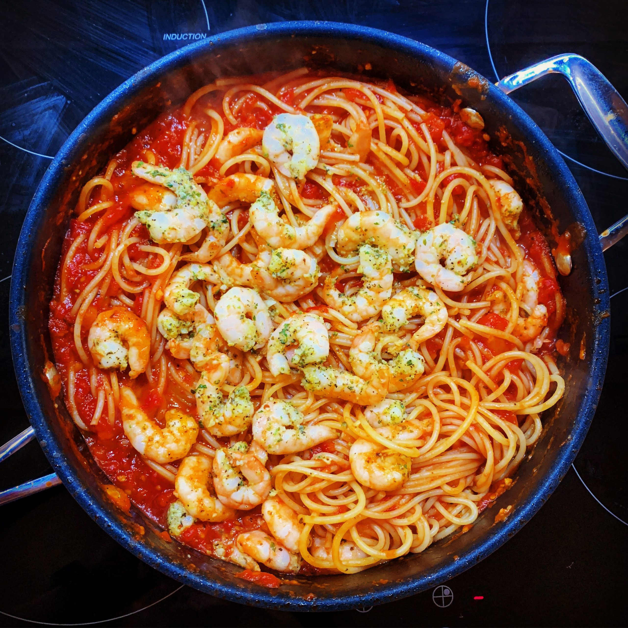 Garlic Prawn and Tomato Spaghetti 