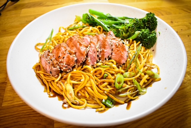 Sesame Duck with Hoisin Noodles