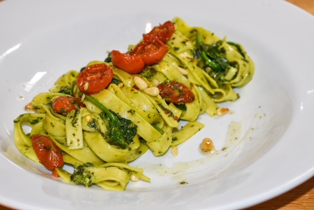 Pesto Pasta with Slow Roasted Tomatoes