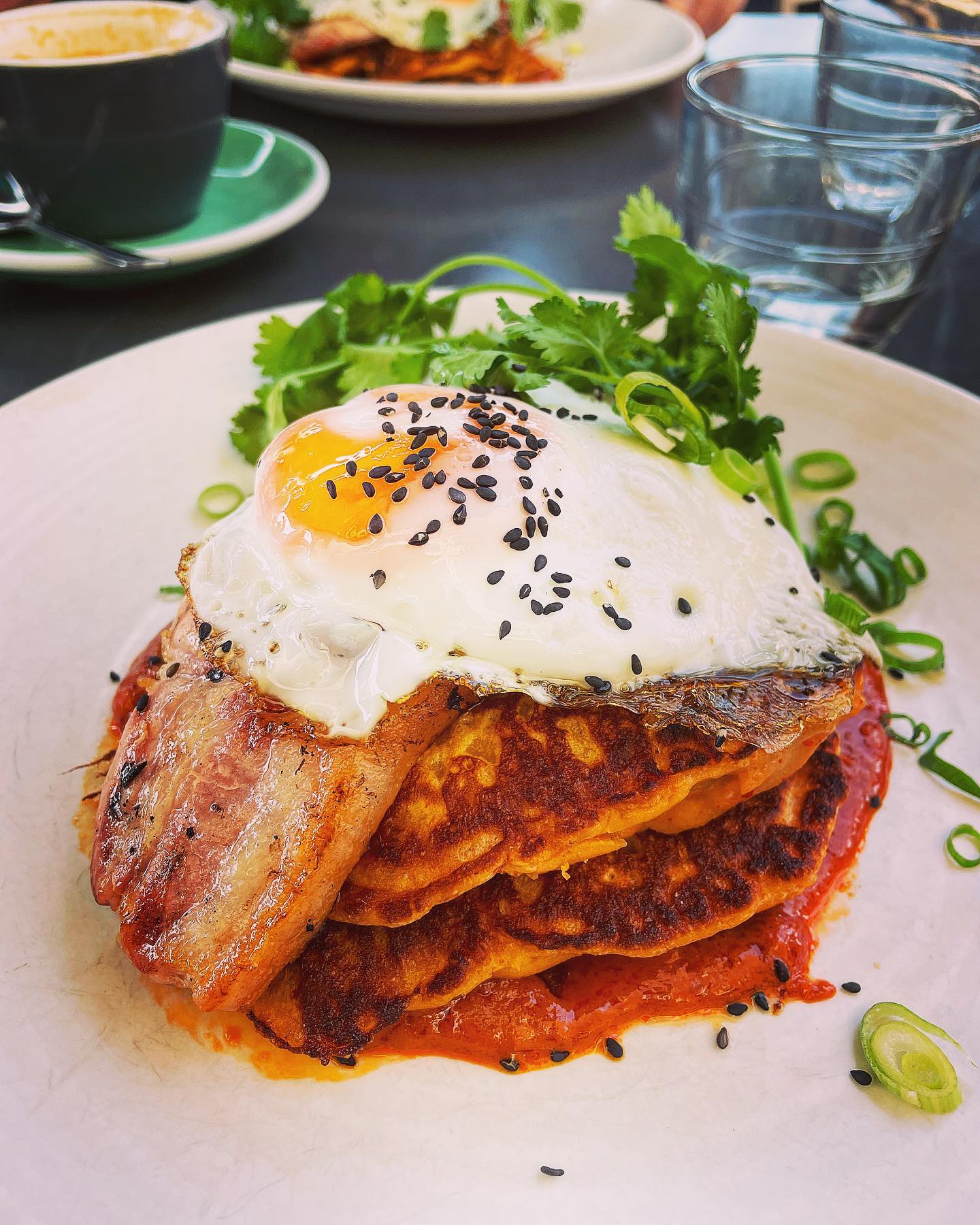 Brunch in the sun @caravanrestaurants 

In London this weekend and the sun is out ☀️ Headed to Caravan for brunch and had this amazing dish of Bacon Chop, Kimchi Pancake, Fried Egg and Gochujang Ketchup 🤤 

Any suggestions for the rest of the weekend? Drinks/dinner outside to enjoy the weather 🌞 

#london #brunch #caravan #kingscross #granarysquare #korean #kimchipancake #breakfast #documentingmydinner #foodblogger #londonfood