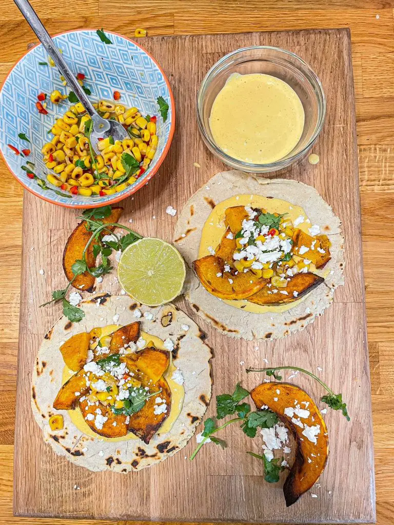 Butternut Squash and Sweetcorn Tacos